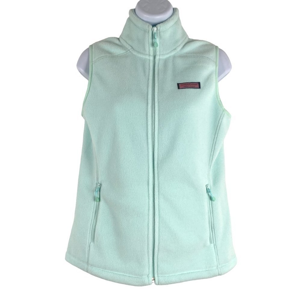 Vineyard Vines Westerly Vest Fleece Women's XS Crystal Blue ZIP NWT CJ-1295‎